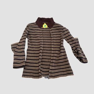 UNIF brown/green striped zip up sweater